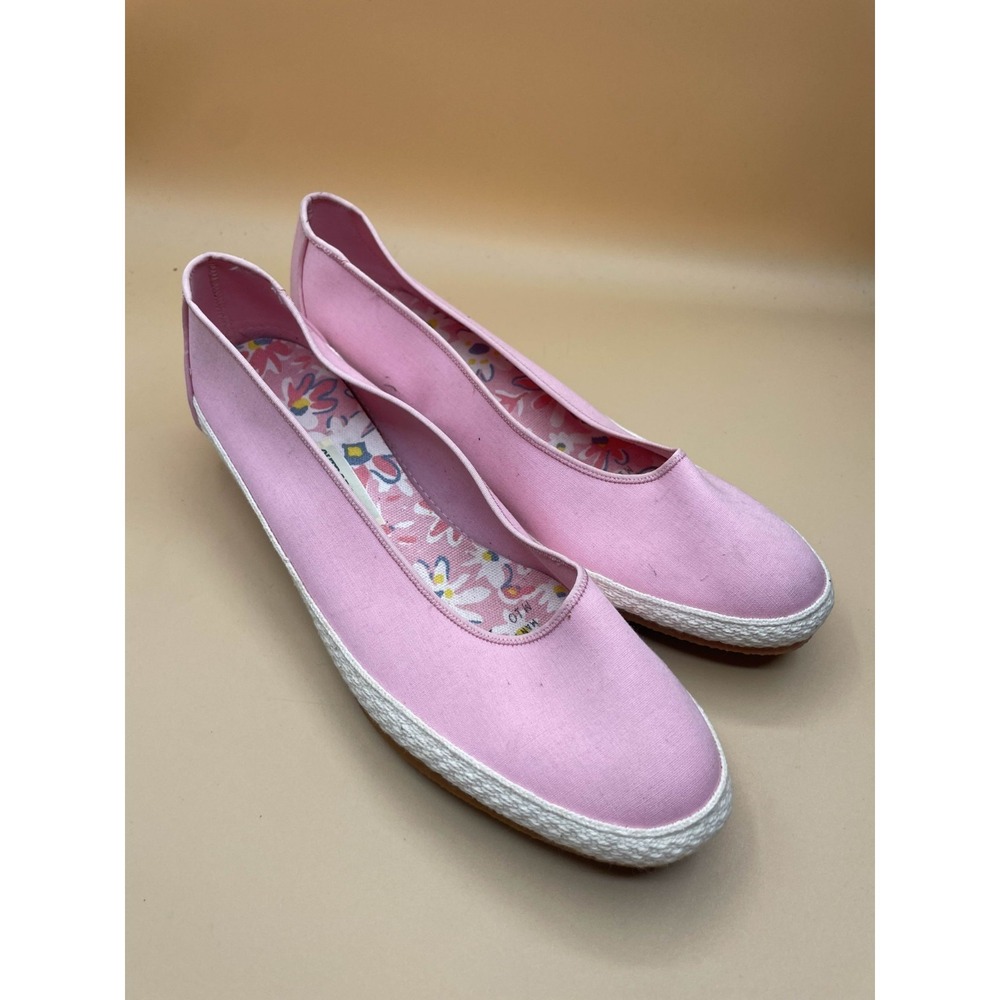 Vintage 60s 70s Daniel Green Outdorables Pink Canvas Wedge Sandals Womens 10 USA